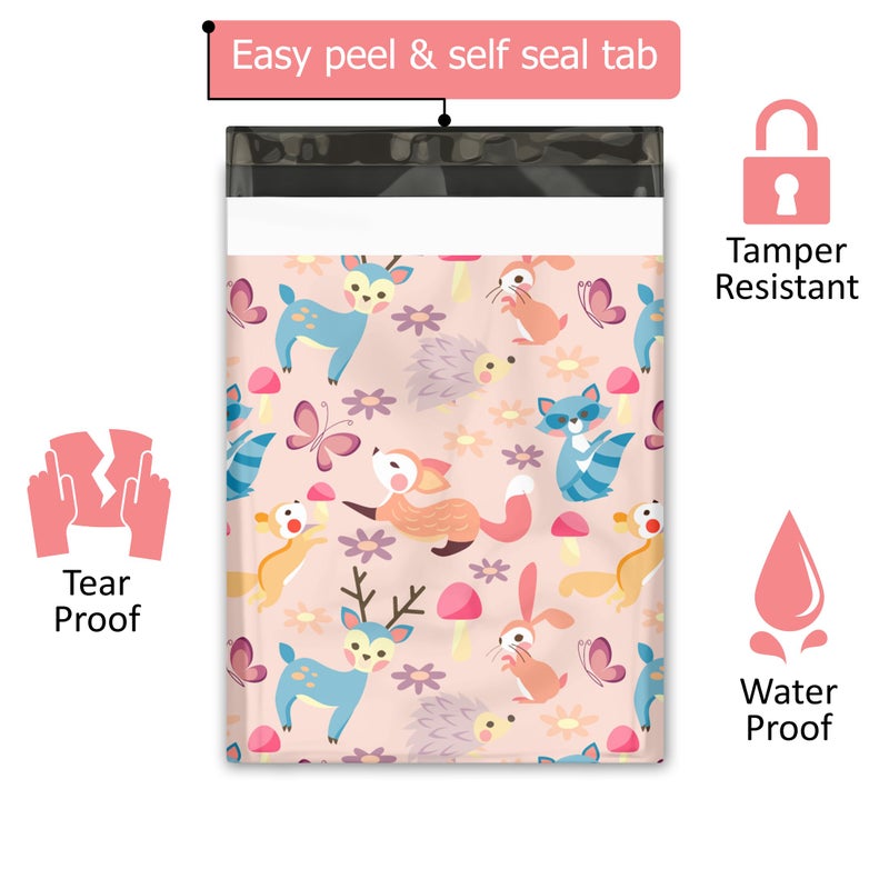 Pro Supply Global 10x13 (100) Woodland Critters Designer Poly Mailers Shipping Envelopes Premium Printed Bags - Image 2